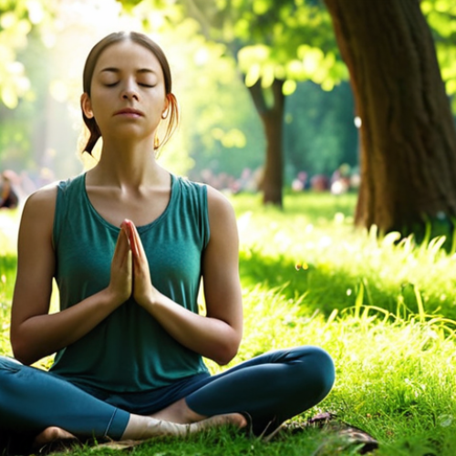 Home 4 **
A serene individual meditating in a lush green park, completely disconnected from technology. Sunlight filters through the trees, highlighting the peaceful expression on their face. The background shows blurred figures of people enjoying nature, emphasizing connection with the real world. Keywords: Digital detox, mindfulness, nature, peace, emotional well-being.
**
