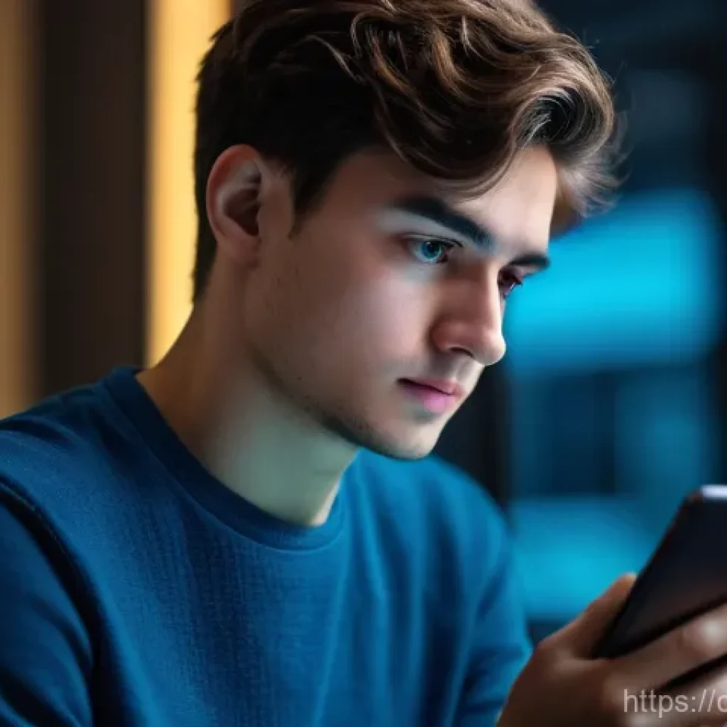 디지털디톡스와 업무 집중력 - **Digital Overload and Mental Fatigue:** A close-up shot of a young adult, possibly a student or a p...