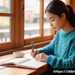 디지털디톡스와 취미 찾기 - **Prompt 1: Analog Creativity in a Cozy Cafe Setting**
A diverse young woman, in her late 20s, s...